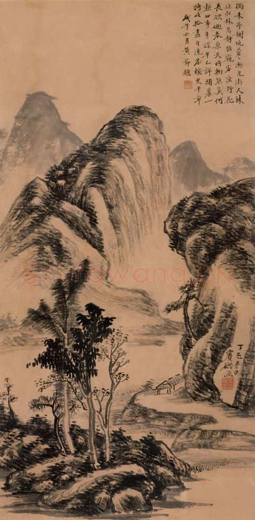 黄宾虹《亭树春晓》书画作品