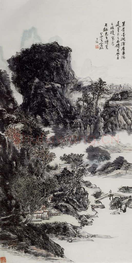  黄宾虹《翠峰溪桥》书画作品