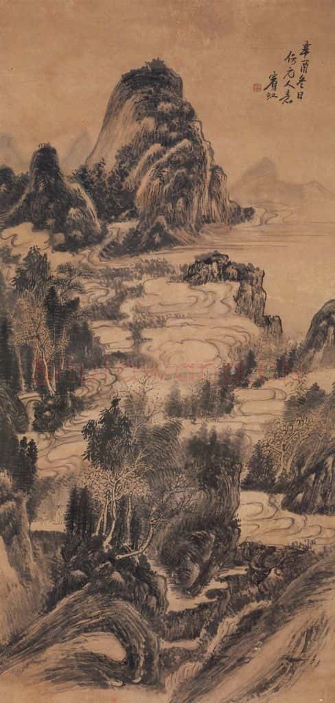 黄宾虹《仿元人》书画作品