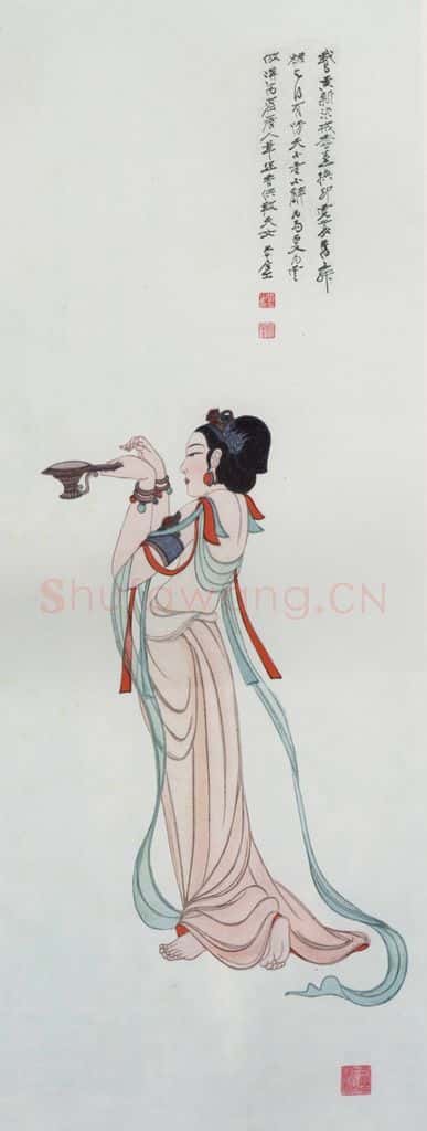 张大千《天女图》书画作品