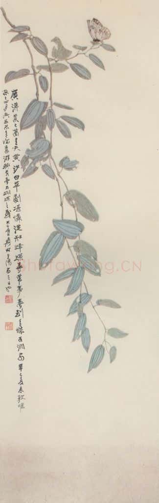 张大千《梦蝶》书画作品