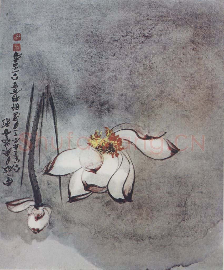  张大千《月下荷影》书画作品