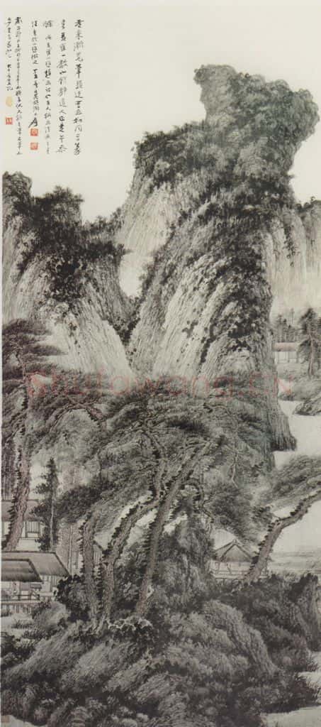 张大千《山馆午静》书画作品