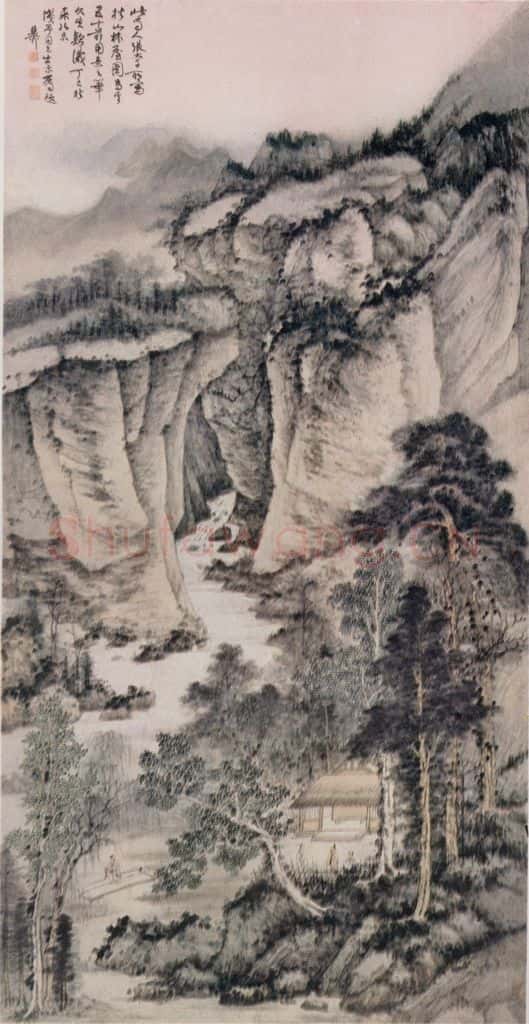  张大千《秋山林屋图》书画作品