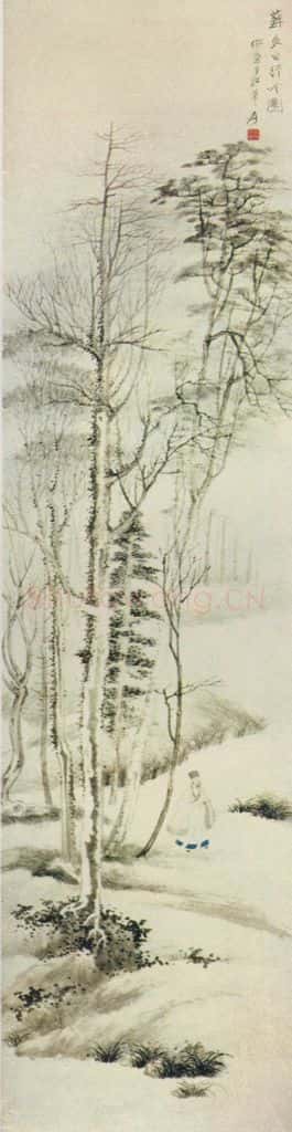 张大千《苏长公行吟图》书画作品