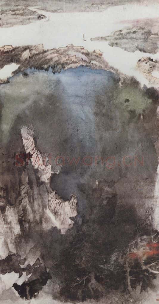  张大千《泼色山水》书画作品