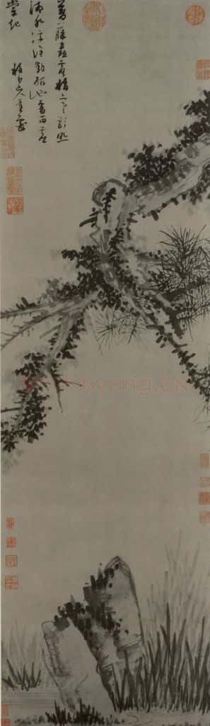 元 吴镇 松石图轴 书画作品
