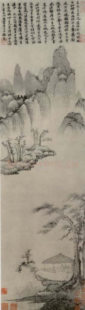 元 陆廣 溪亭山色图轴 书画作品
