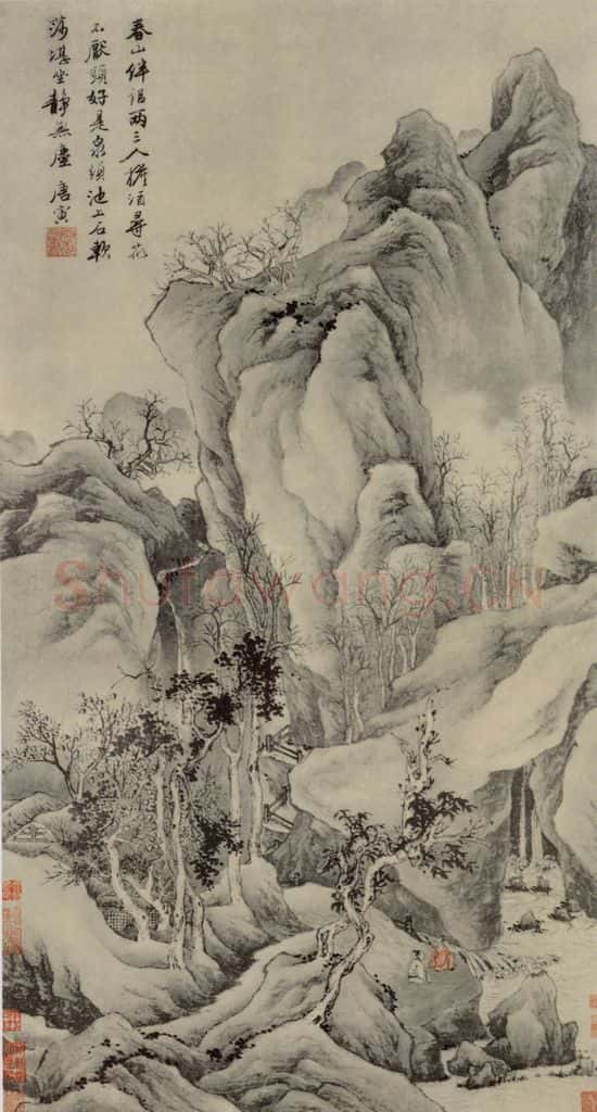 明 唐寅 春山伴侣图轴 书画作品