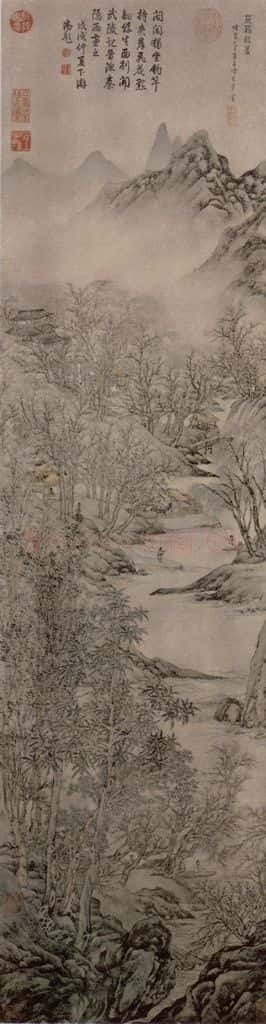 明 文伯仁 清溪渔隐图轴 书画作品
