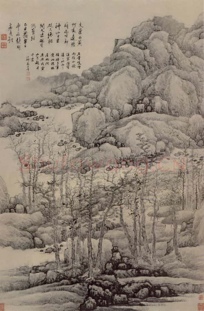 清 龚贤 木葉丹黄图轴 书画作品