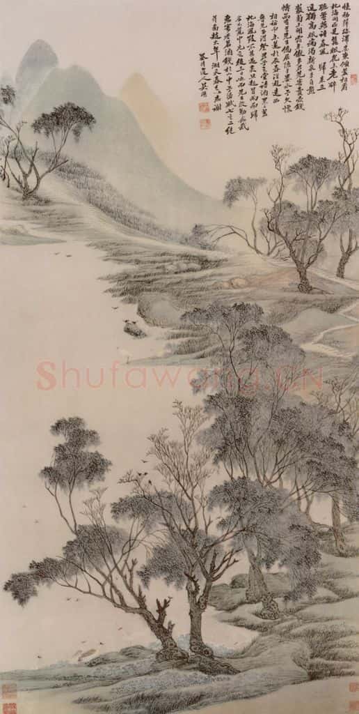 清 吴歷 湖天春色图轴 书画作品