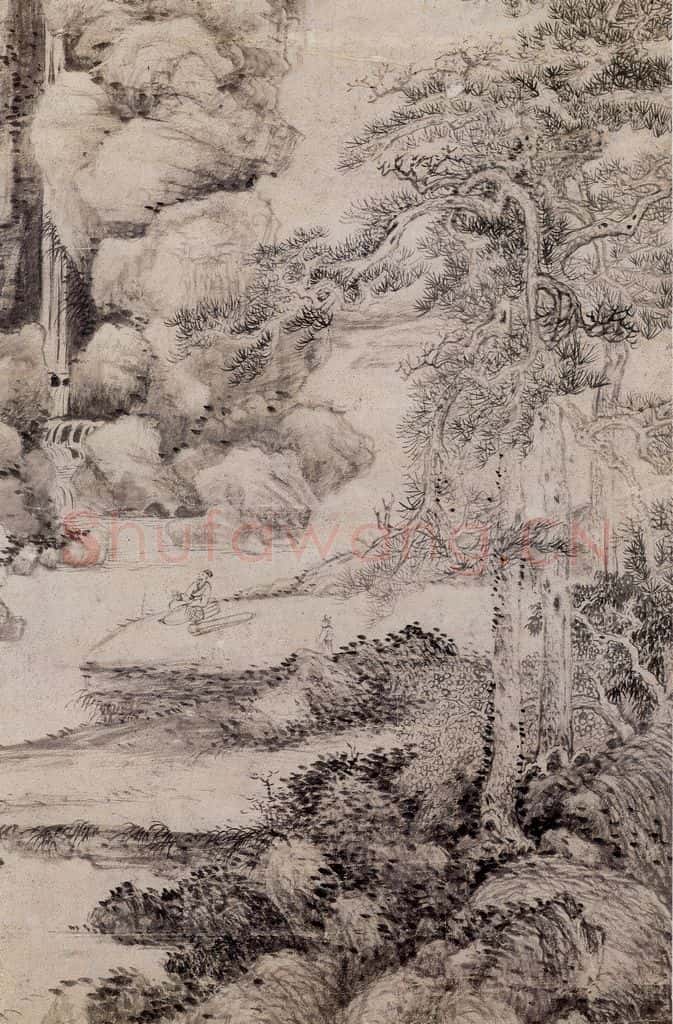 元 倪瓒《合作山水》书画作品