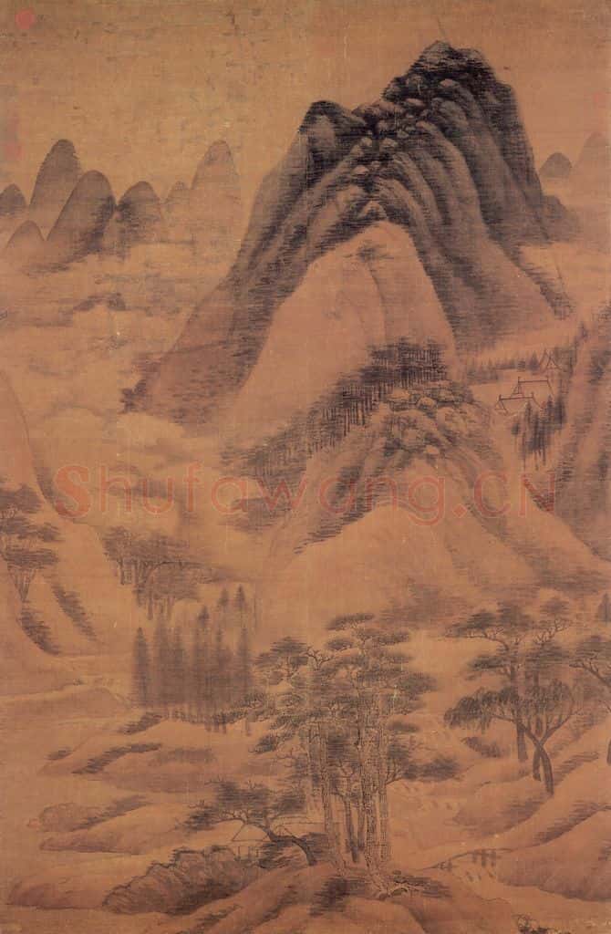 元 高克恭《群峯秋色》书画作品