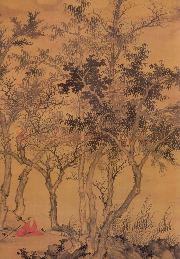 元 盛懋《秋林高士图》书画作品