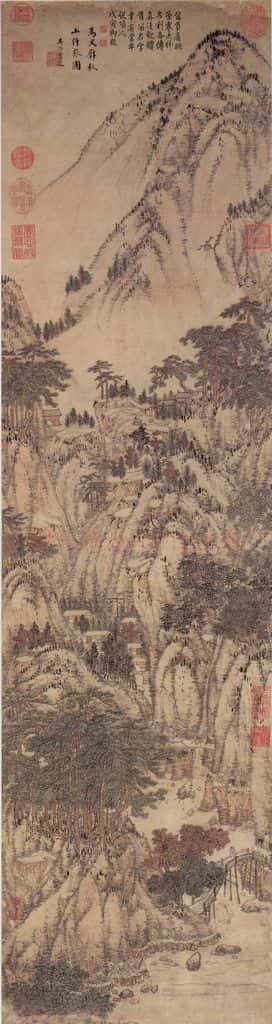 元 马琬《秋山行旅》书画作品
