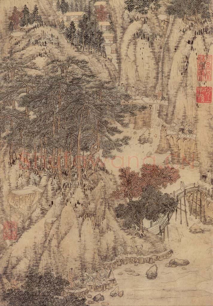 元 马琬《秋山行旅》书画作品