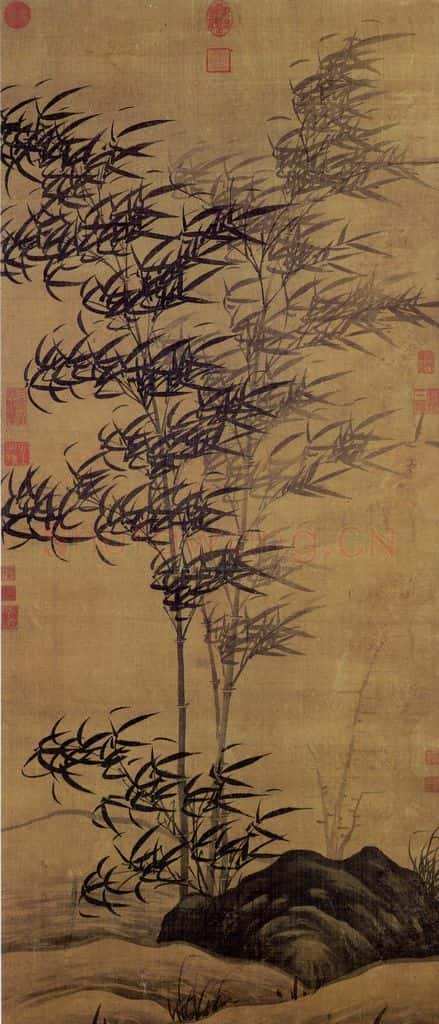 元 顾安《画墨竹》书画作品