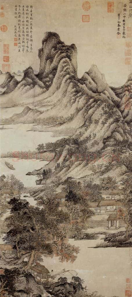 元 王蒙 秋山草堂图 书画作品
