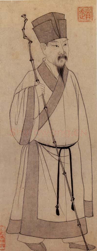 元 赵孟頫 画东坡立像 书画作品