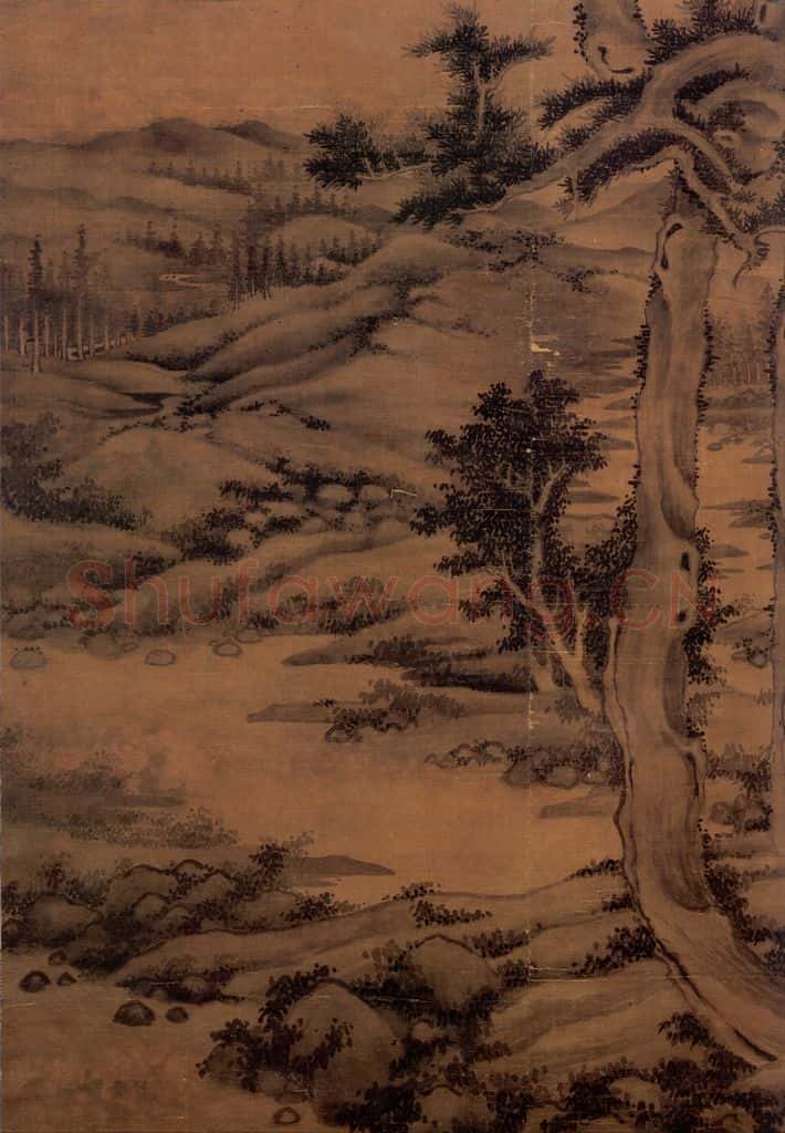 元 吴镇 双松图 书画作品