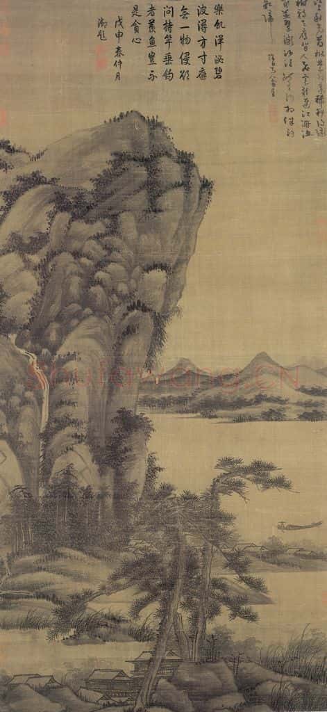 元 吴镇 秋江雨隐 书画作品
