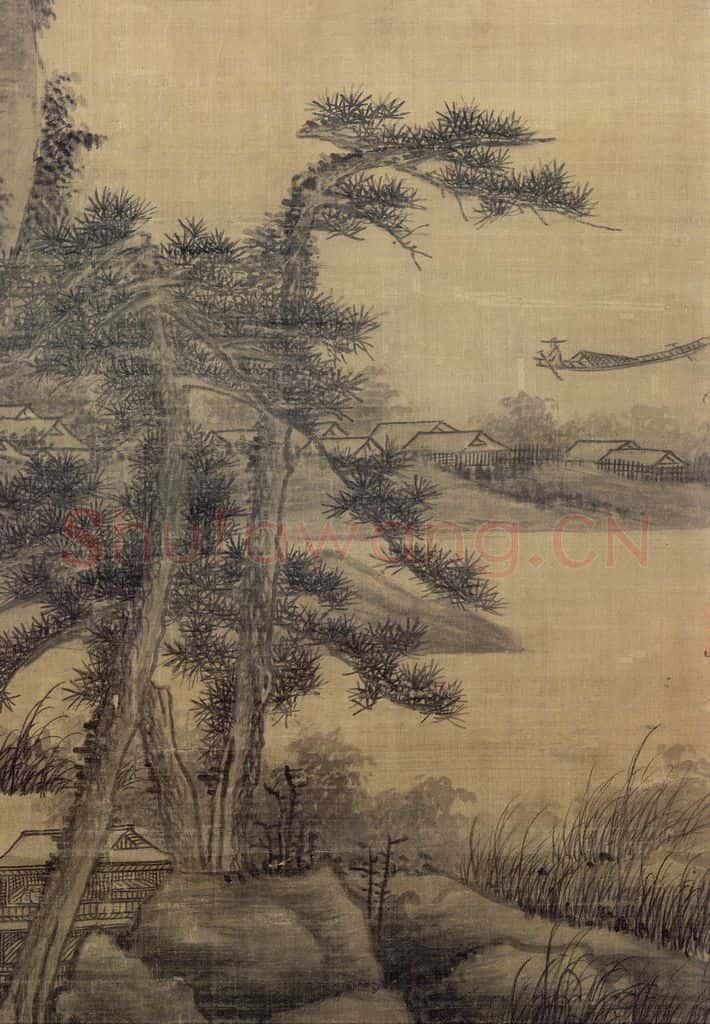 元 吴镇 秋江雨隐 书画作品