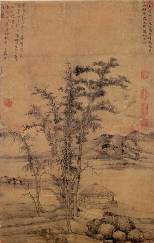 元 倪瓒 松林亭子 书画作品