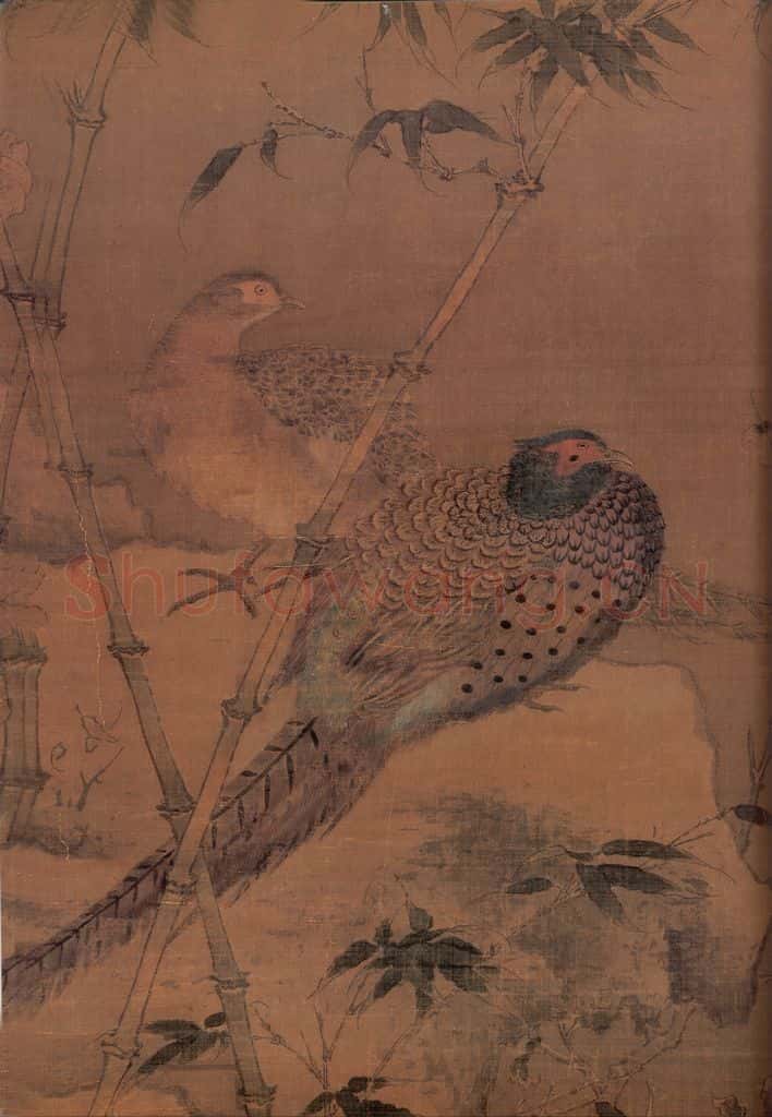 宋 宋人《翠竹翎毛》局部 书画作品