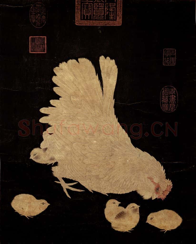 宋 宋人《画子母鸡图》书画作品