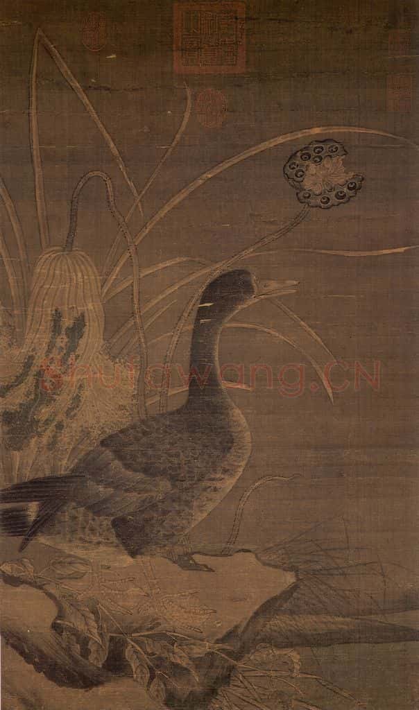 宋 宋人《秋荷野凫图》书画作品