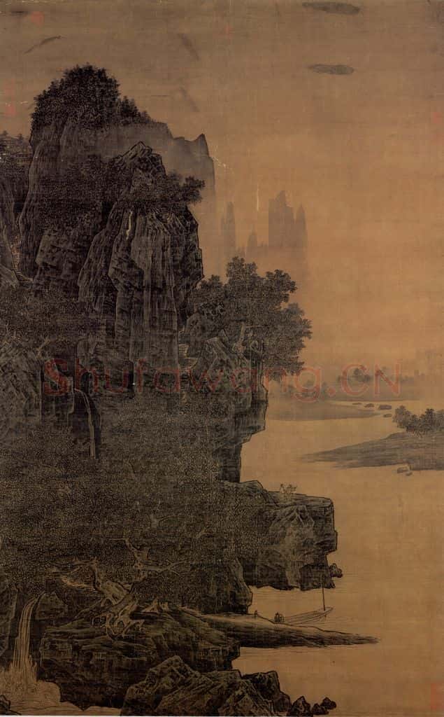 宋 萧照《书山腰楼观》书画作品