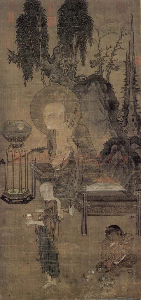 宋 李嵩《画罗汉》书画作品