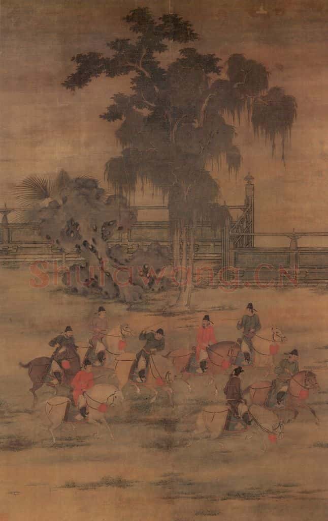 五代梁 赵岩《八逹春游》书画作品