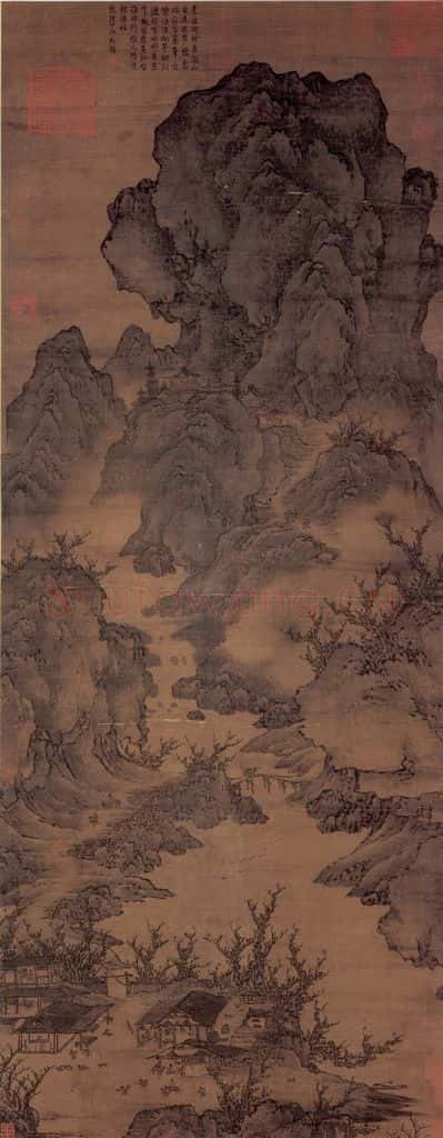 五代梁 关仝《关山行旅》书画作品