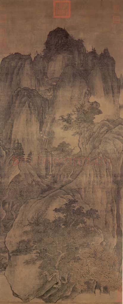 五代梁 关仝《秋山晚翠》书画作品
