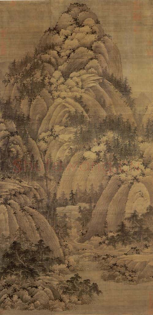 五代南唐 巨然《秋山问道图》书画作品
