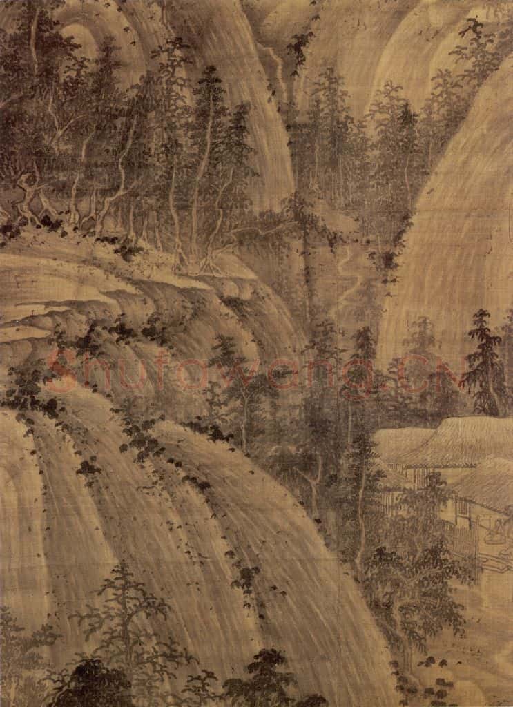 五代南唐 巨然《秋山问道图》书画作品