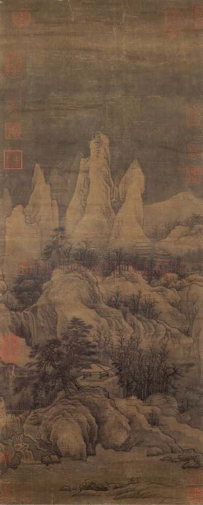 宋 李成《群峰霁雪》书画作品