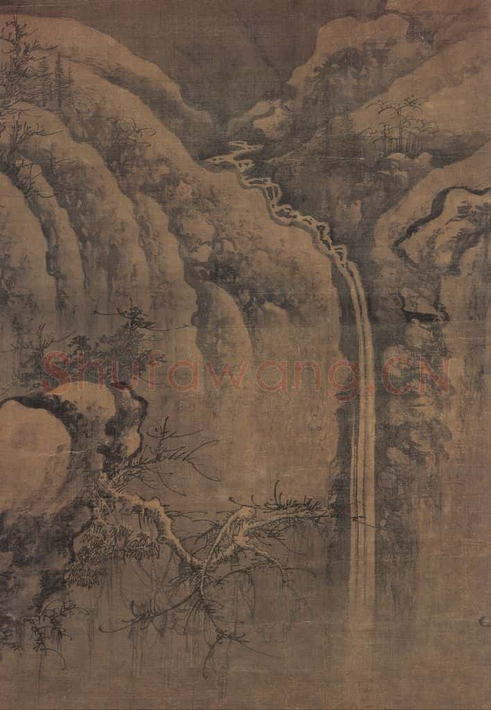 宋 李成《寒江钓艇》书画作品