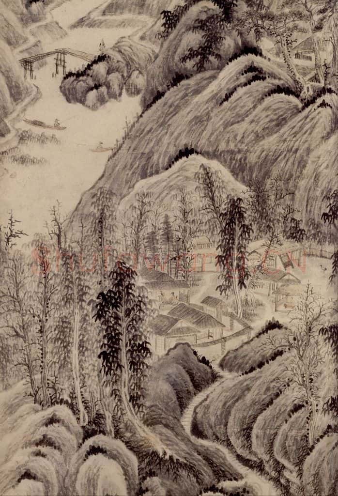 清 吴歴《仿吴镇山水》书画作品