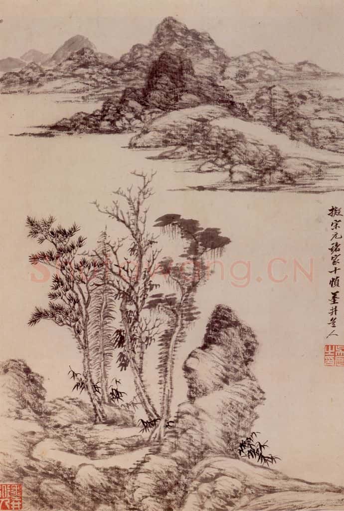 清 吴歴《橅宋元人山水》书画作品