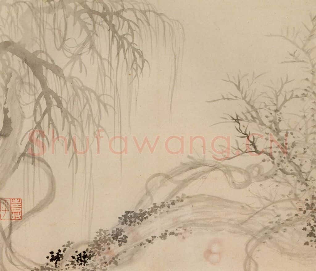 清 恽寿平《画湖山小景》书画作品
