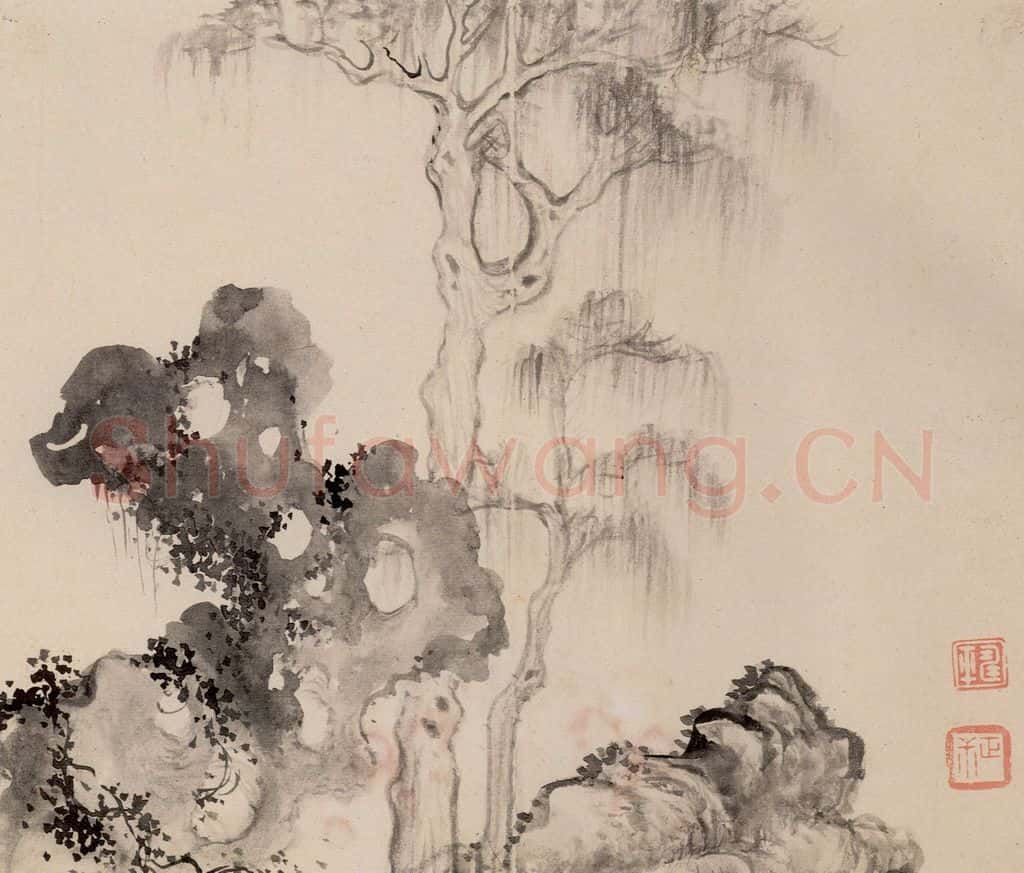 清 恽寿平《画湖山小景》书画作品