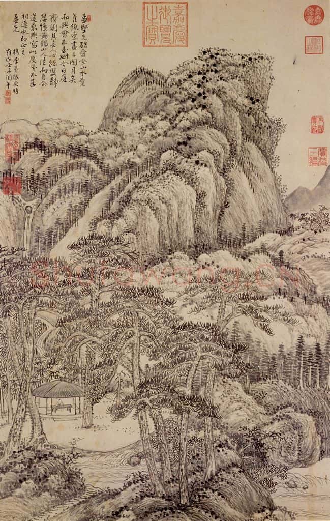 清 张庚《仿王蒙山水》书画作品