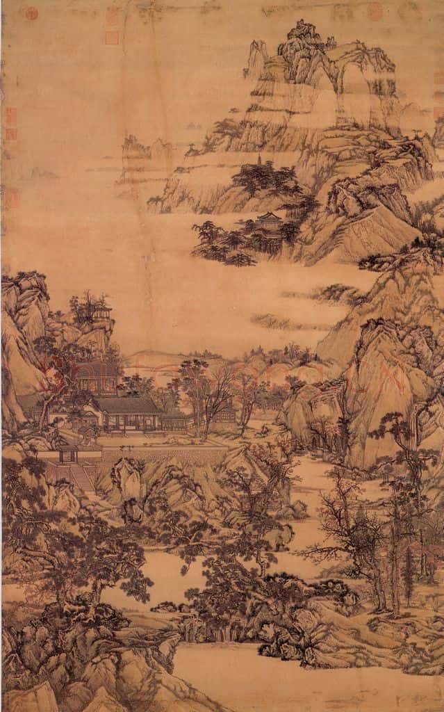 清 孙祜《秋山楼阁》书画作品