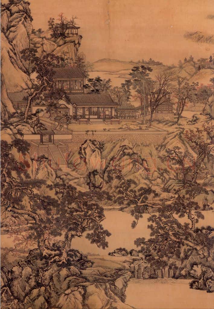 清 孙祜《秋山楼阁》书画作品
