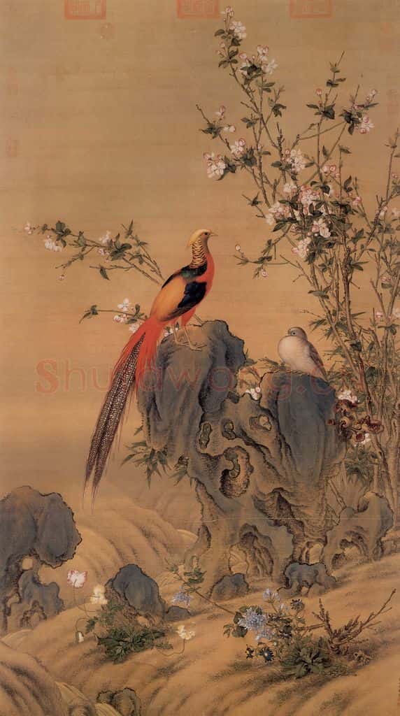 清 郎世宁《画锦春图》书画作品