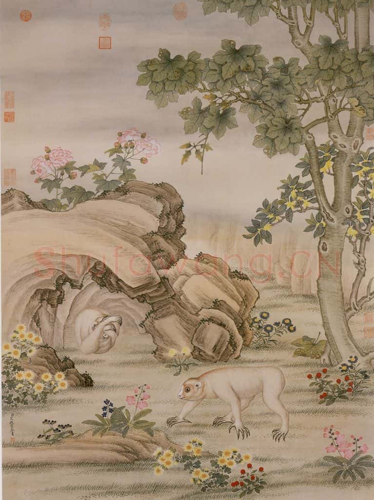 清 艾启蒙《画风猩》书画作品