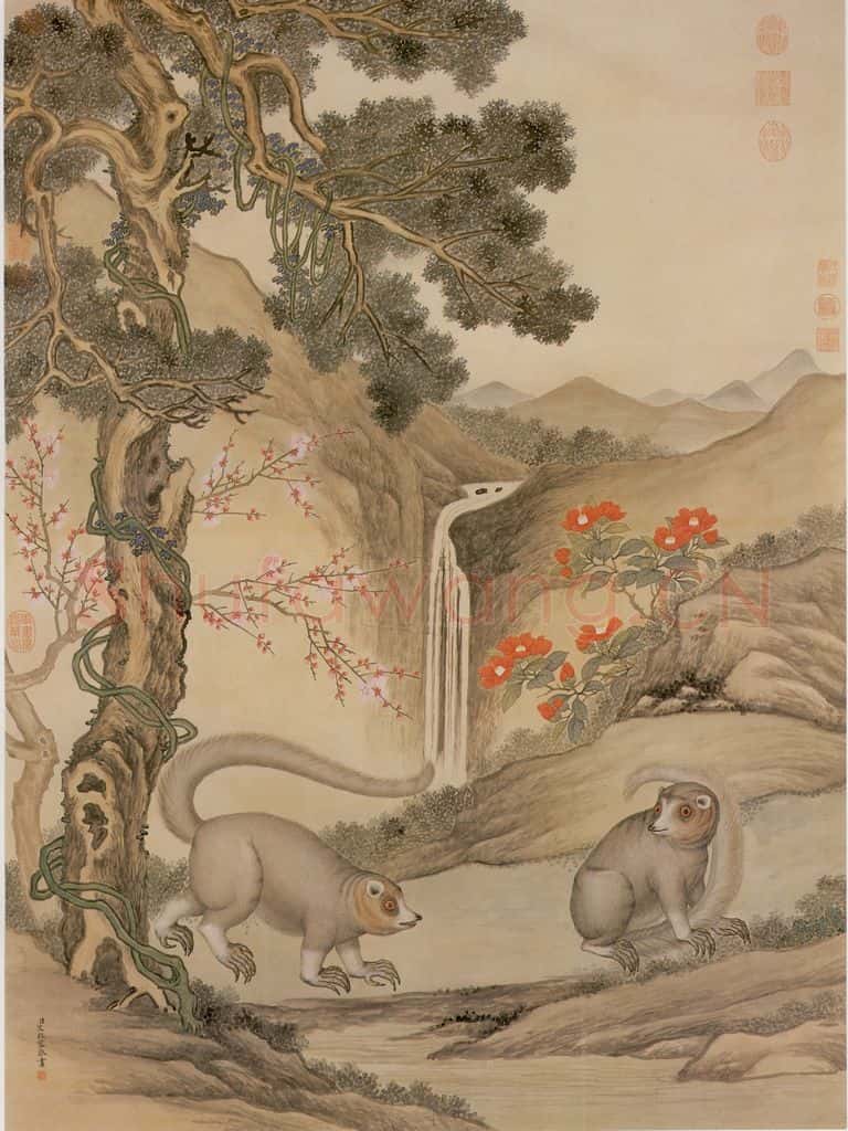 清 艾启蒙《画山猫》书画作品